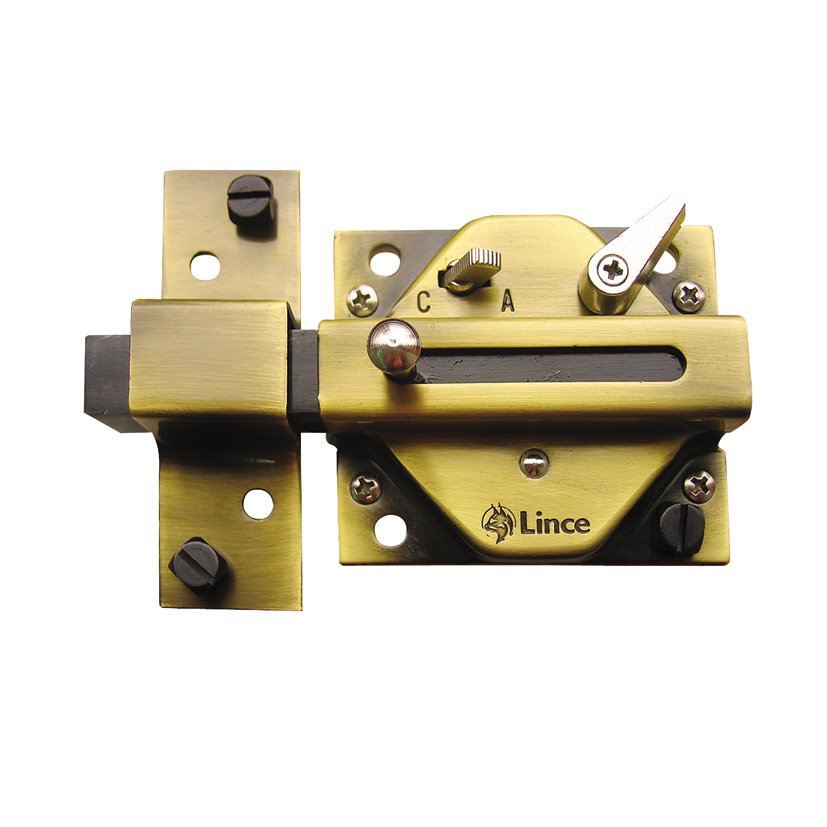 Cerrojo SIN Cilindro 2940 Latonado Lince 85X74 Mm puerta de madera latón