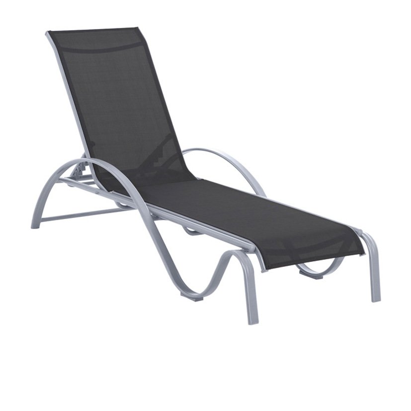 Tumbona Apilab Acer/textilene 200X67 CM 200X67X28 Negro mueble metal