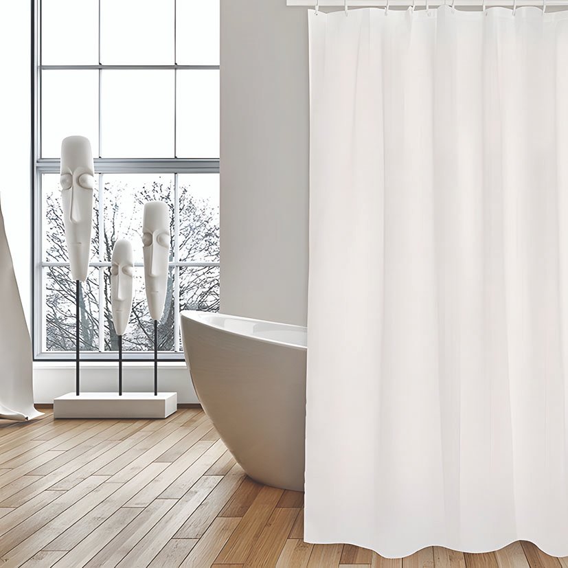 Cortina Baño Poliester 180X200 CM Blanco Habitex 180X200 CM barra