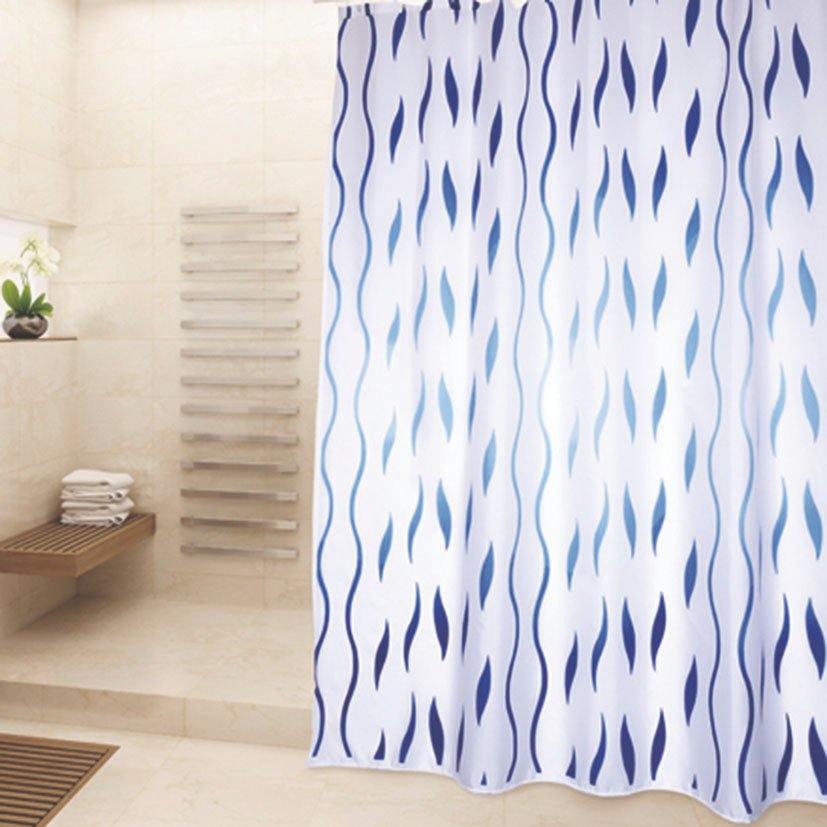 Cortina Baño Poliest 180X200 Sventies AZ Habitex Azul barra