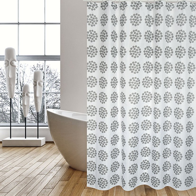 Cortina Baño Poliest 180X200 Begonia GRI Habitex Gris barra