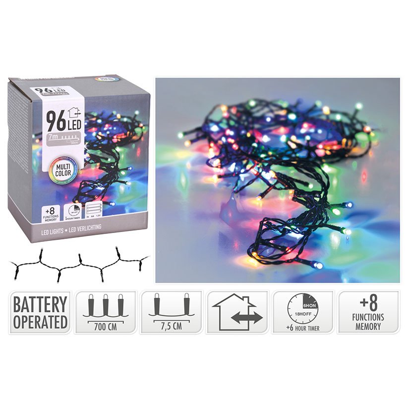 Iluminacion 96 LED INTER C/bate Multico 7 M navideña