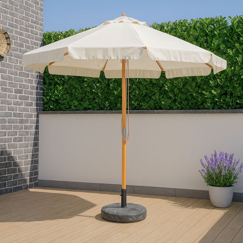PARASOL MADERA 3 M CRUDO.POLEA