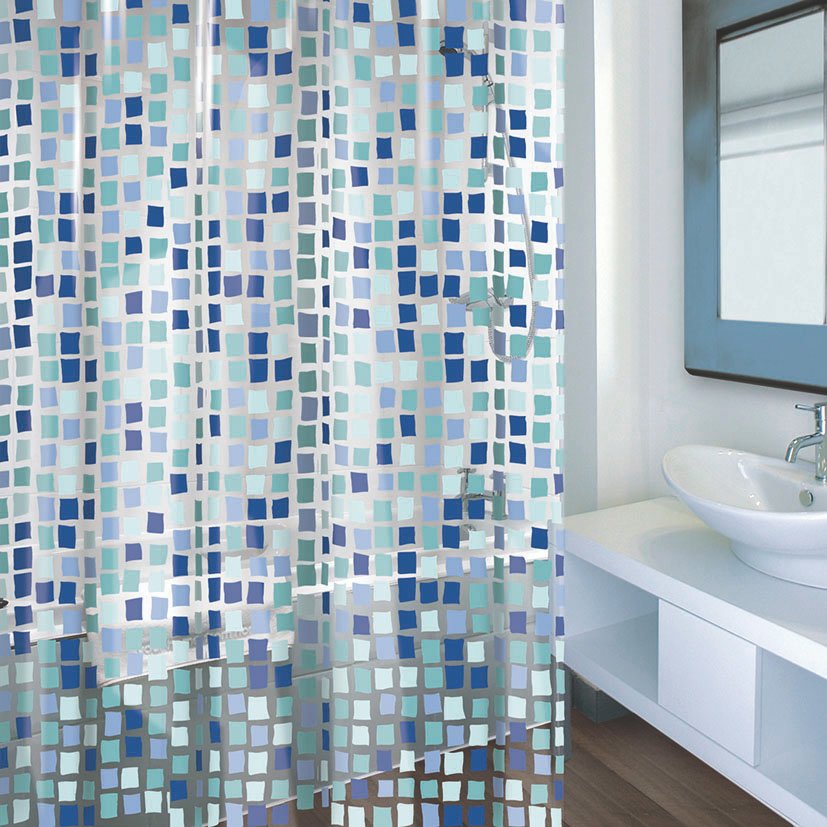 Cortina Baño PVC 180X200 CM Concept AZUL Habitex 180X200 CM barra
