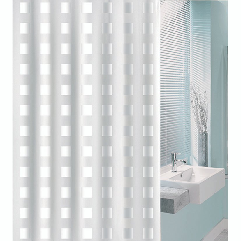 Cortina Baño PVC 180X200 CM Cuadro BCO Habitex 180X200 CM Blanco barra