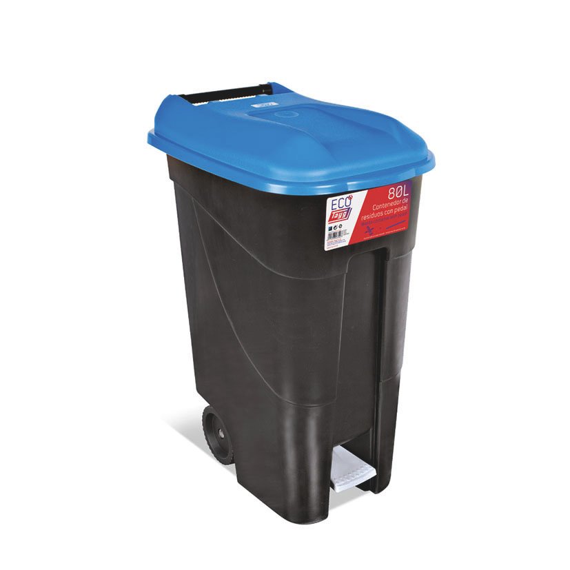 CONTENEDOR C/PEDAL 80 LTS TAPA AZUL TAYG