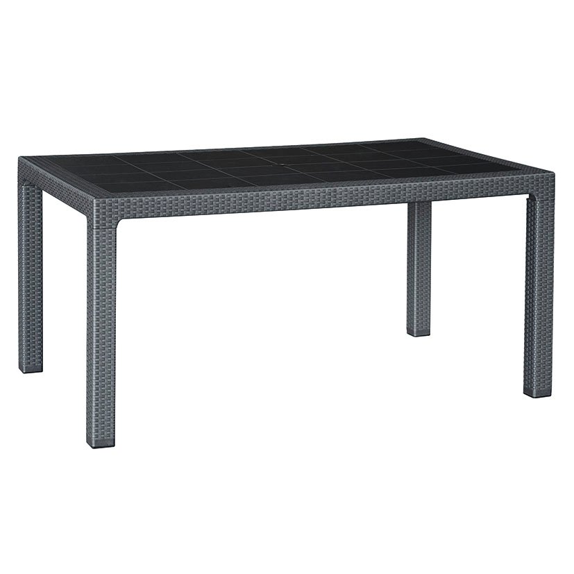 MESA IMIT RATAN RESIN 150X90XH72 CM ANT 150X90X72 Cm Gris mueble resina