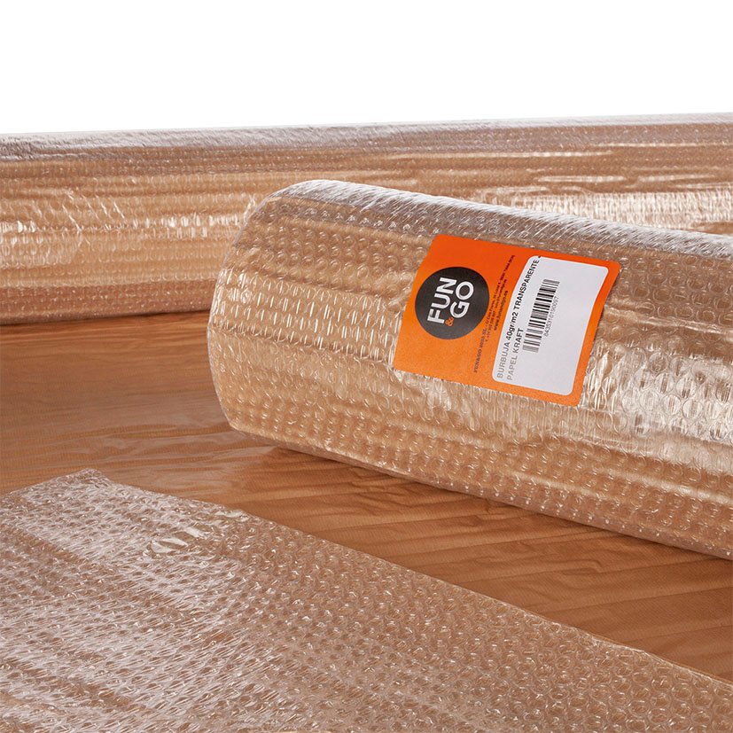 Burbuja Transp +papel KRAFT 1, 20X10M Fun&go Transparente film protector