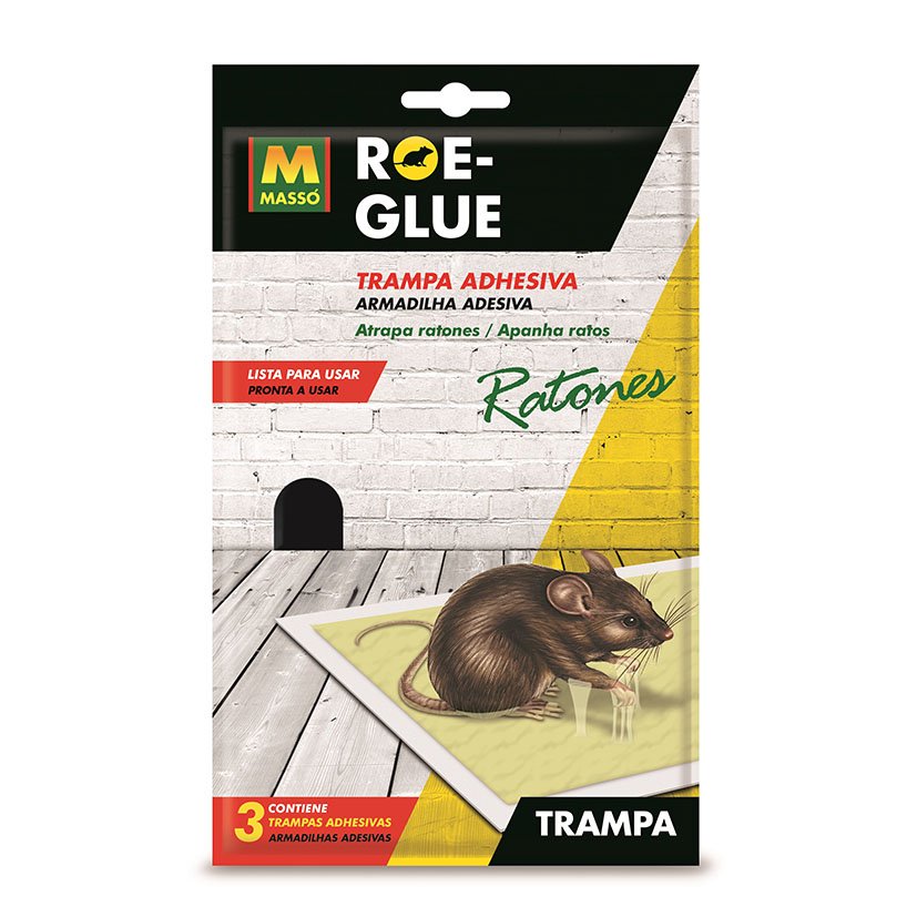 Trampa ADHES Ratones Roe-glue (3 UDS ) Masso insecticida plaguicida