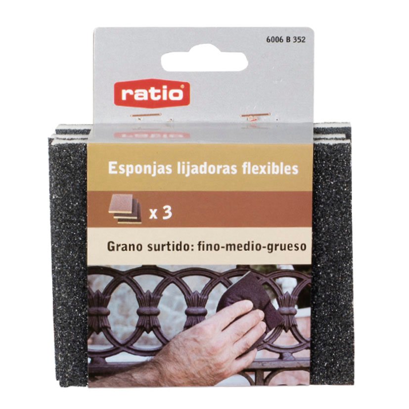 PACK 3 ESPONJ. ABRASIVAS FLEXIBLES RATIO