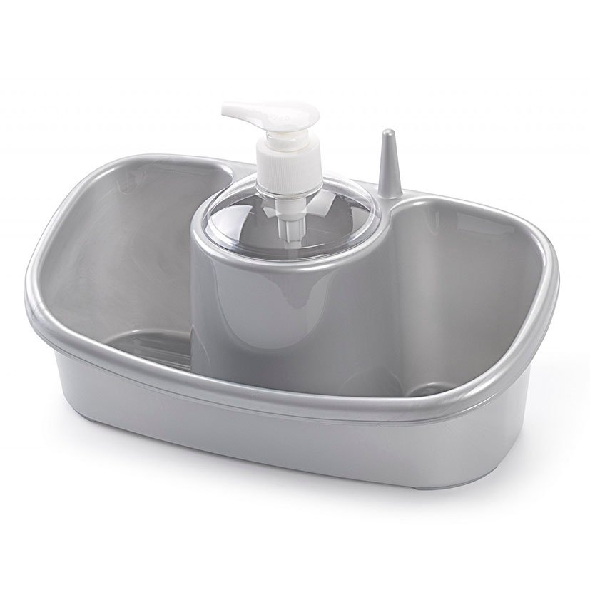 Estropajero CON Dosificador GRIS 26X13X16 5 Cm limpieza