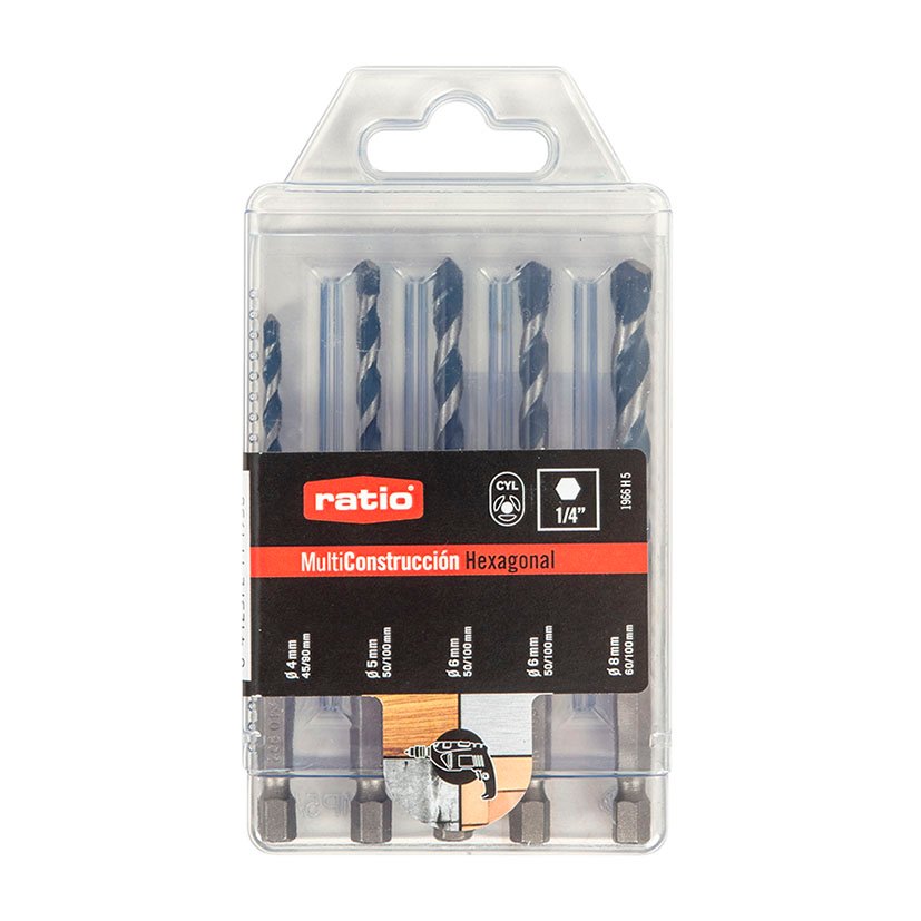 Brocas Multiconstruction HEX Juego 5 RATIO 4X45X90 Mm 5X50X100 Mm Mate