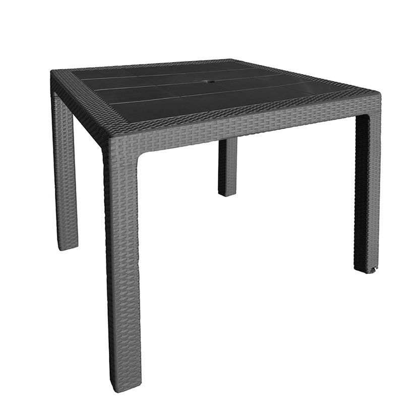 MESA IMIT RATAN RESIN 80X80XH72 CM ANT Antracita mueble resina