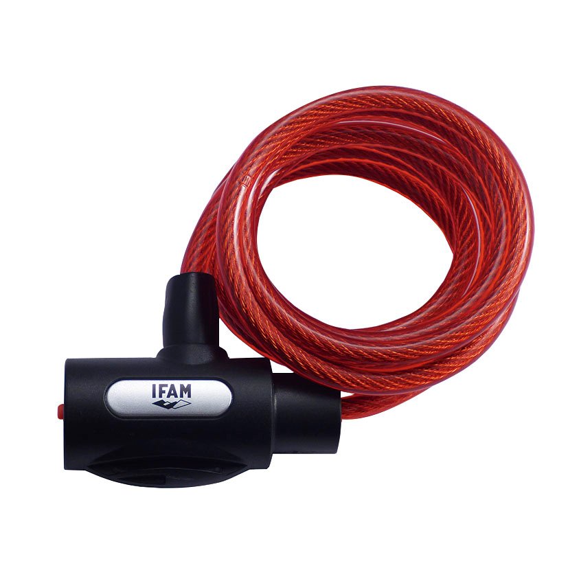 CABLE Espiral Junior ROJO Ifam 180 Cm 8 Mm candado de seguridad