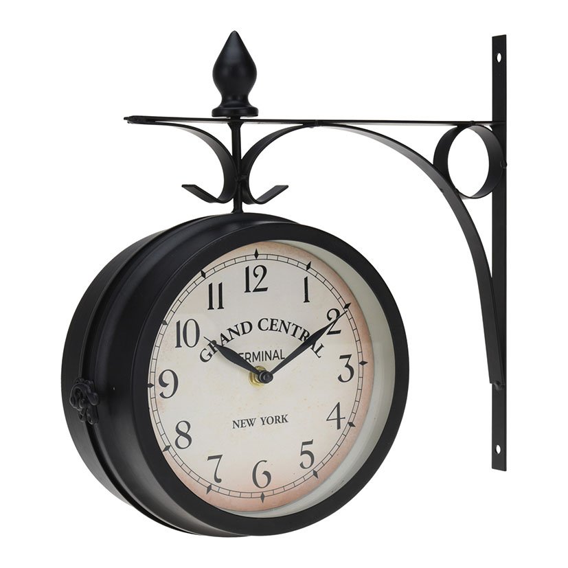 RELOJ Estacion METAL 33 CM NEGRO 33 CM 33X9 Cm decorativo