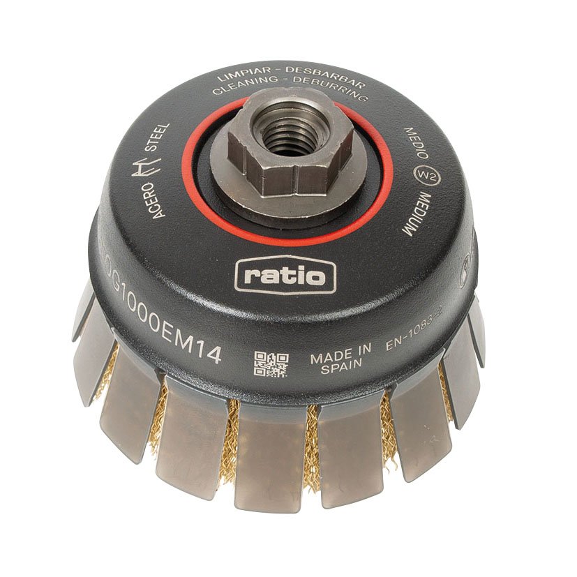 Cepillo TAZA ACERO Latonado 100X0,30 RATIO Proseries abrasivo electroportatil