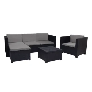 Conjunto Manhattan Sofá+sill+puff+mesa 190X66X72 Cm 74X66X72 Cm mueble fibra