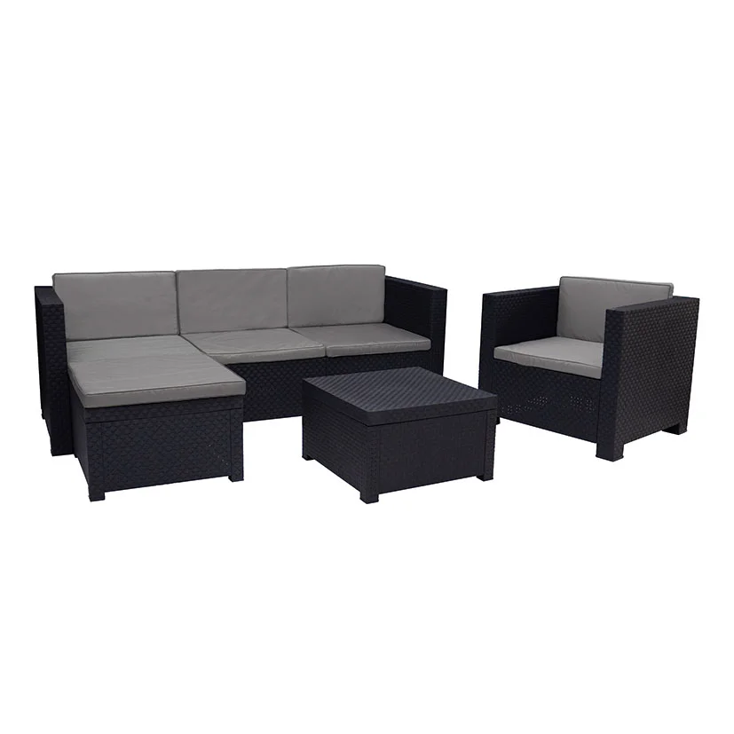Conjunto Manhattan Sofá+sill+puff+mesa 190X66X72 Cm 74X66X72 Cm mueble fibra + Brasero exterior de regalo - Imagen 2