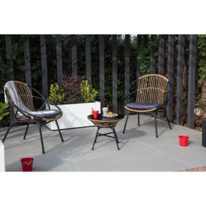 Conjunto 2 Sillones+mesita 68X60X88 Cm 47X41 Cm mueble metal