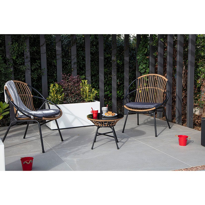 Conjunto 2 Sillones+mesita 68X60X88 Cm 47X41 Cm mueble metal