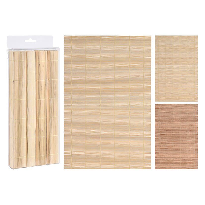 Mantel Individual Bambu, Juego 4 Unidades 30X45 Cm servicio mesa