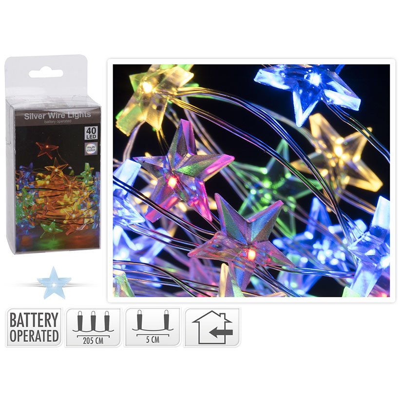 Iluminacion 40 LEDS Estrellas Multicolor navideña