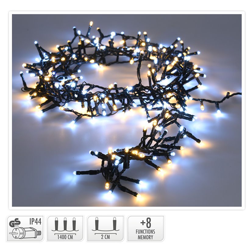 Iluminacion 700 LED Frio/calido Alterno 14 M 3 M navideña