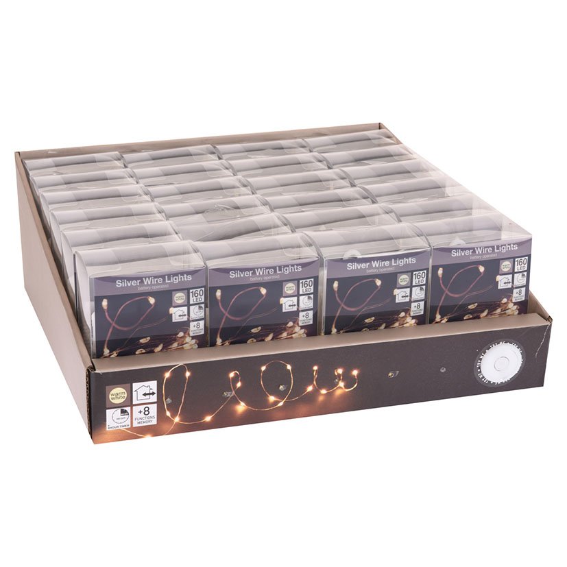 Iluminacion 160 LUCES BCO Calido A PILAS 8 M Blanco navideña