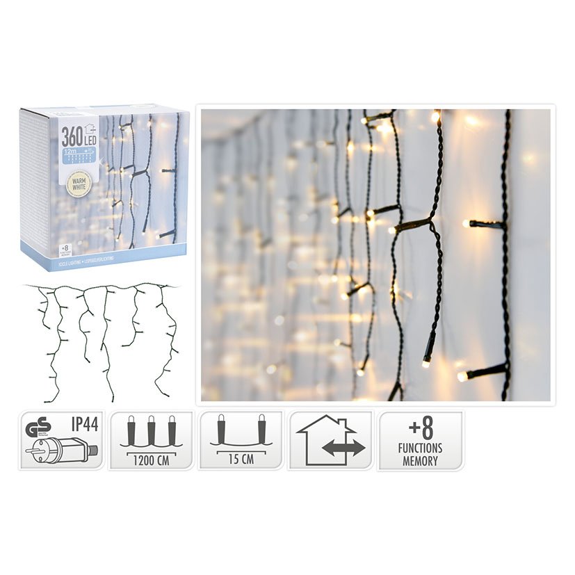 Cortina Iluminacion 360 LEDS Calida 12 M decorativo