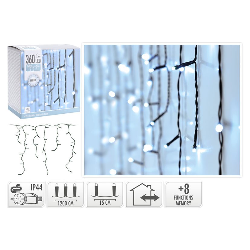 Cortina Iluminacion 360 LEDS Blanca EXT 12 M navideña
