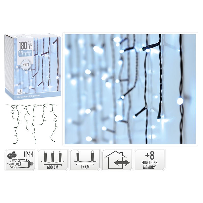 Cortina Iluminacion 180 LEDS Blanca EXT 6 M decorativo