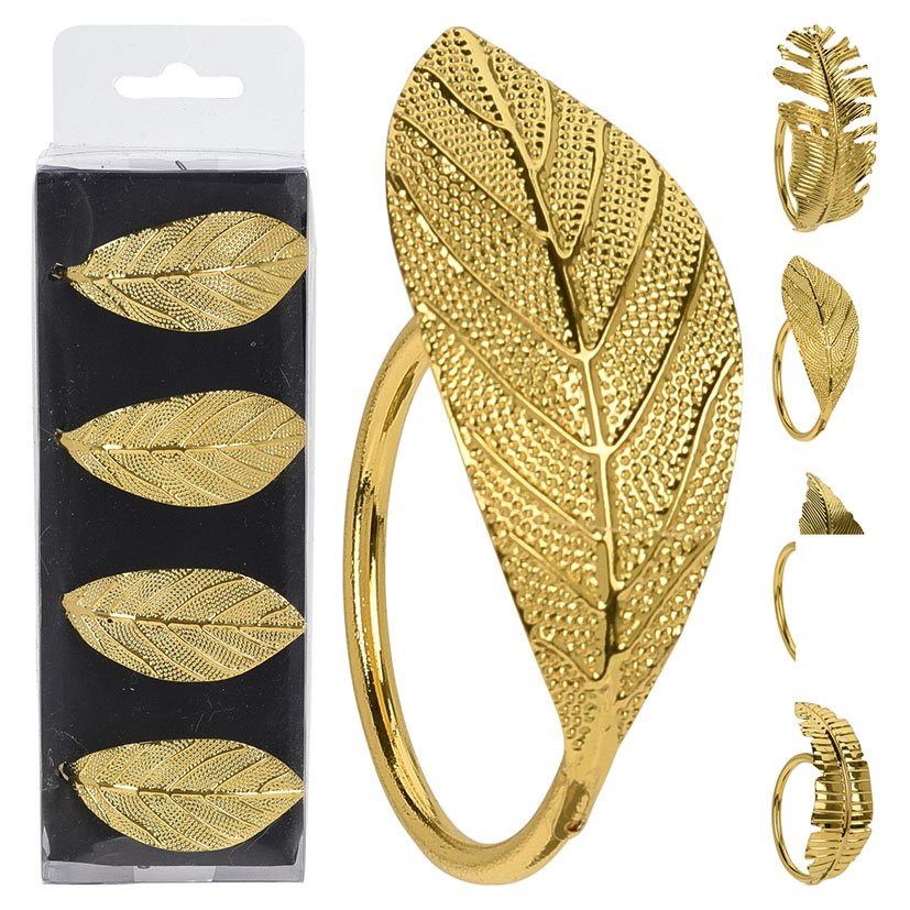 Servilletero HOJA Dorada PACK 4 Unid Dorado portarrollo