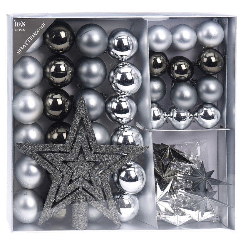 SET 45 Adornos ARBOL Grafito navideña