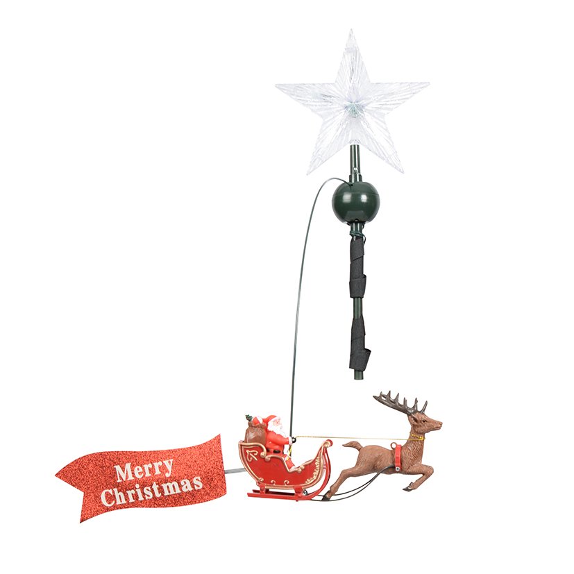 Estrella ARBOL C/papa NOEL EN Movimiento 55 Cm navideña