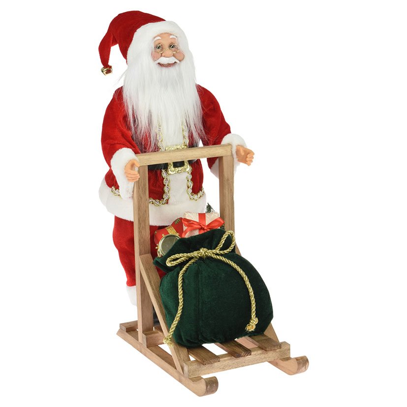 PAPA NOEL PP EN Trineo DE Madera 25X30X45 Cm navideña