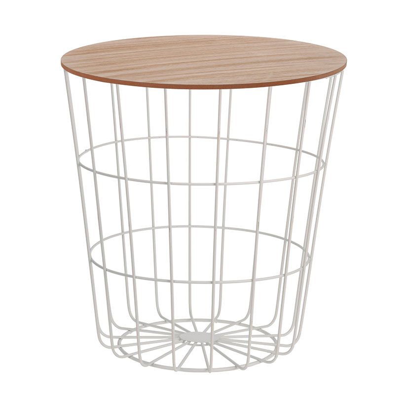 MESA Madera/acero Ø 39X41 CM Blanco auxiliar