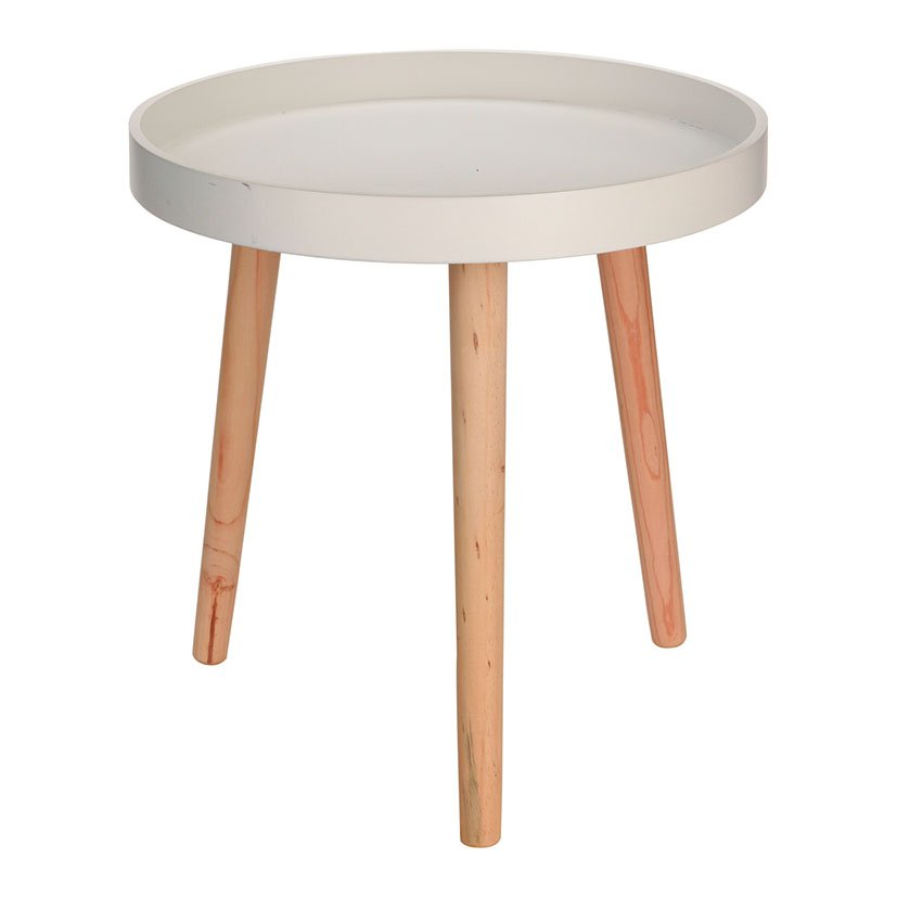 MESA Madera Ø 39X40 CM Bco/madera Blanco auxiliar