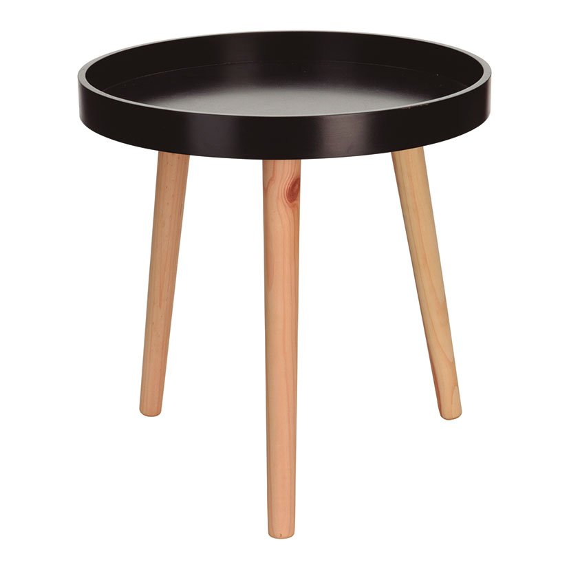 MESA Madera Ø 39X40 CM Negro/madera auxiliar