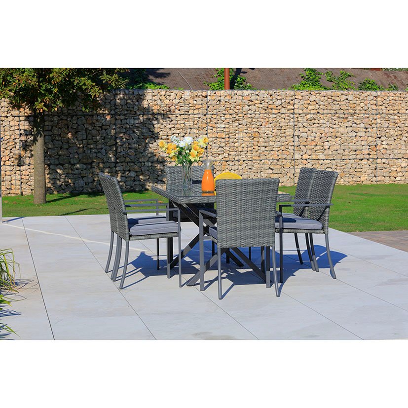 MESA Acero/ratán 160 X 90 CM 160X90 Cm Transparente mueble fibra