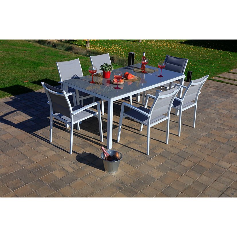 CONJ Manaos MESA ALUM 180X100 CM BL 180X100X75 Cm mueble metal