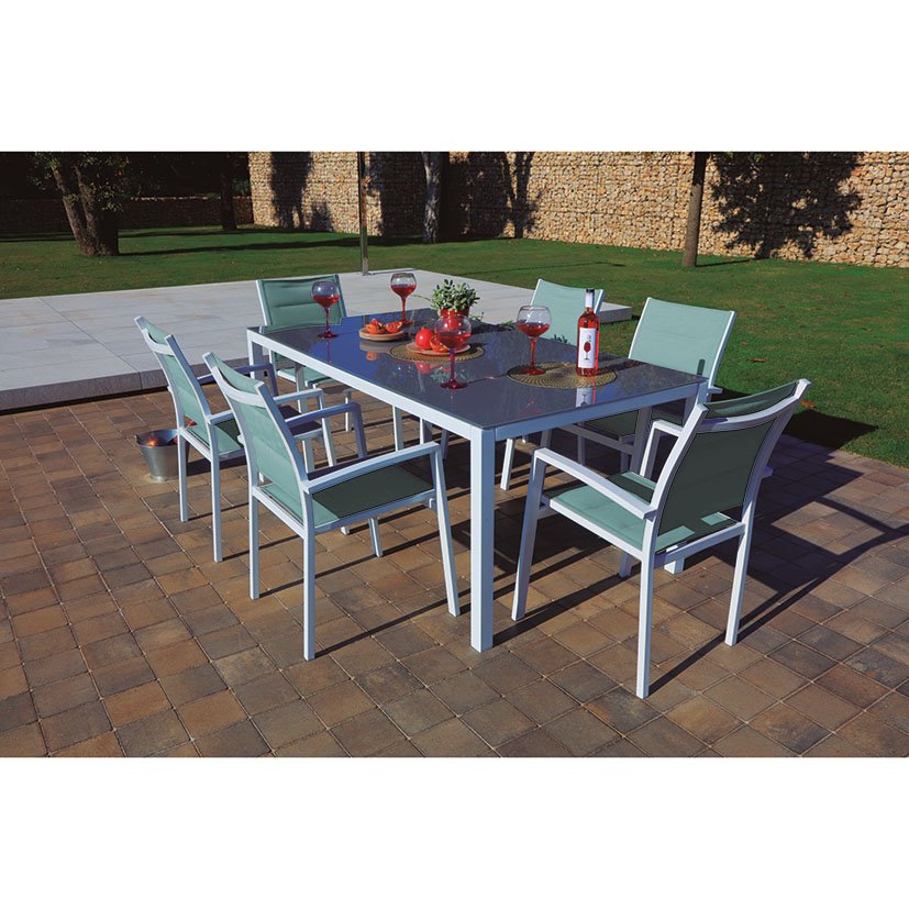 Maldivas MESA ALUM 180X100 CM GRIS 180X100X75 Cm mueble metal aluminio