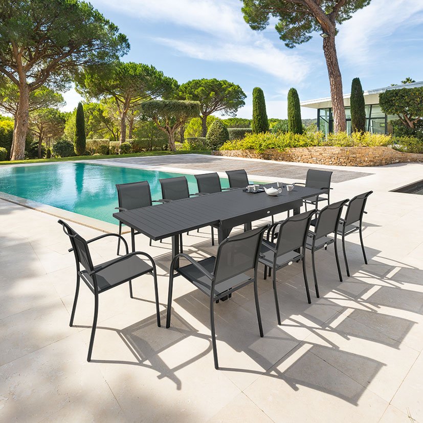 MESA EXTEN ALUM 90/180X90XH75 CM GRAF 180X90X75 Cm mueble metal aluminio