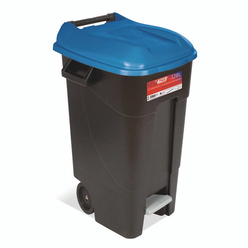 CONTENEDOR C/PEDAL 120 LT TAPA AZUL TAYG