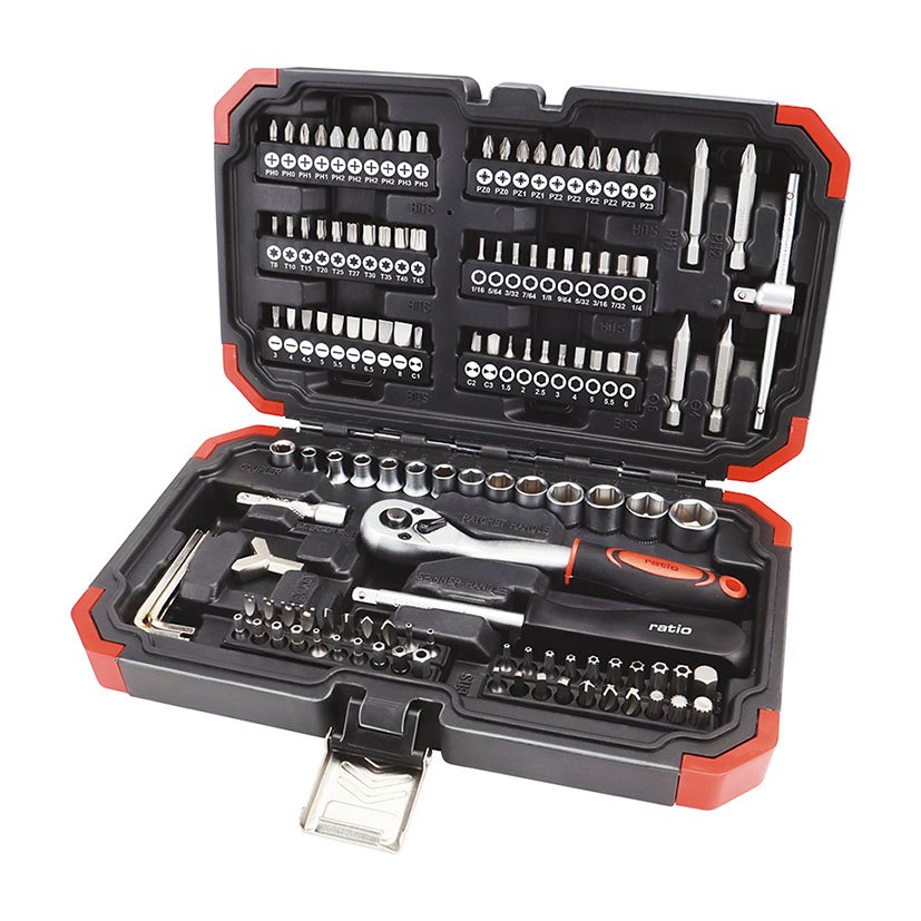 Estuche VASOS Y Puntas 130 PCS CR-V RATIO 1X2 2X4 llav