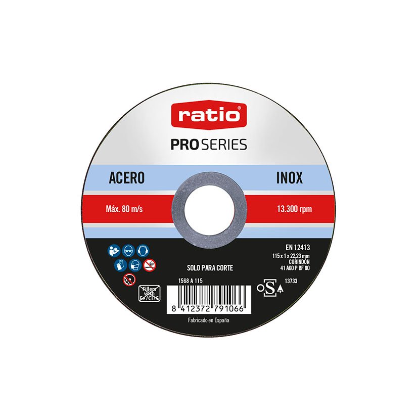 DISCO CORTE ABRAS Inox/metal 115X1 RATIO Proseries 0 Mm