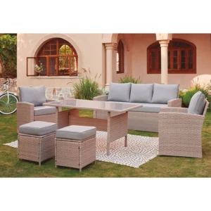 CONJ Madagascar SOFÁ+2 Sill+mesa RAT 177X72X80 Cm 67X72X80 Cm mueble fibra