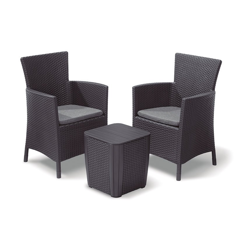 SET Balcony IOWA Grafito 62X60X89 Cm 39X39X43 Cm mueble resina