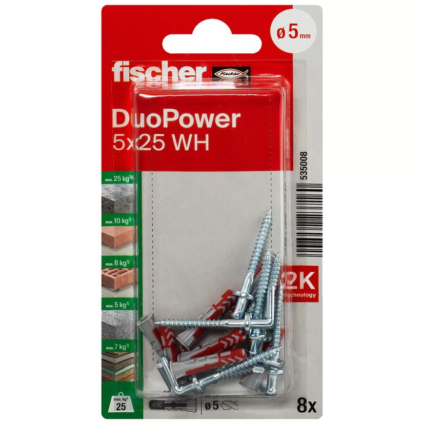 Blister Duopower 5X25 WH BL 8 UD Fischer anclaje