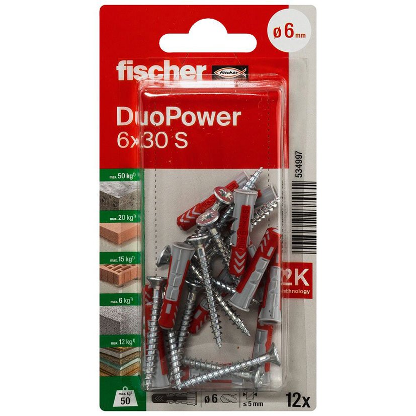 Blister Duopower 6X30 S BL 12 UD Fischer anclaje
