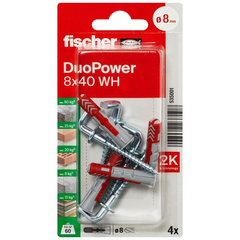 Blister Duopower 8X40 WH BL 4 UD Fischer anclaje